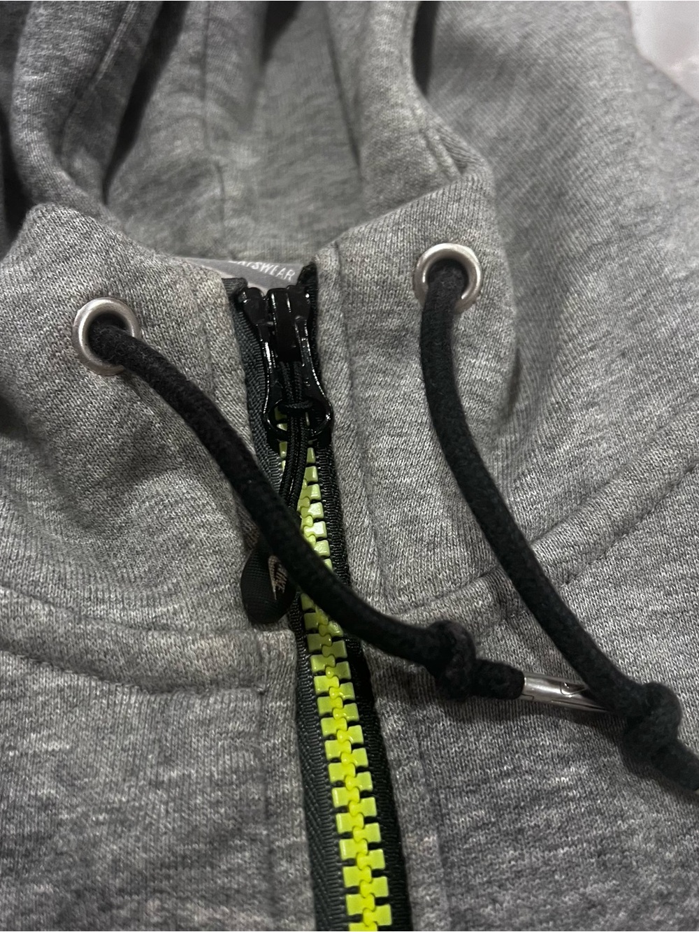 Nike Gray Hoodie with Neon Yellow-Green Zip - Picture 2 of 7